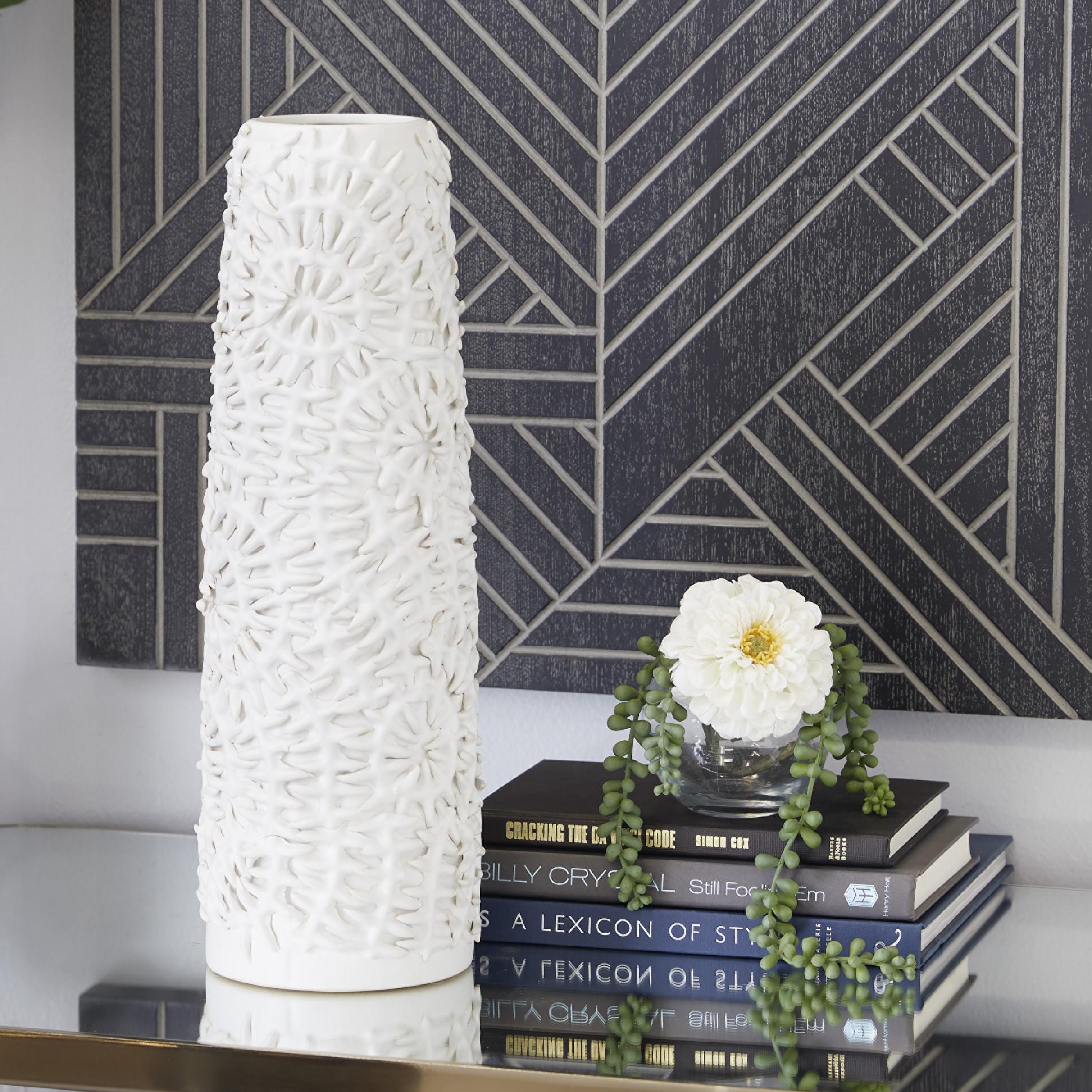 JARRÓN FLORAL RELIEVE