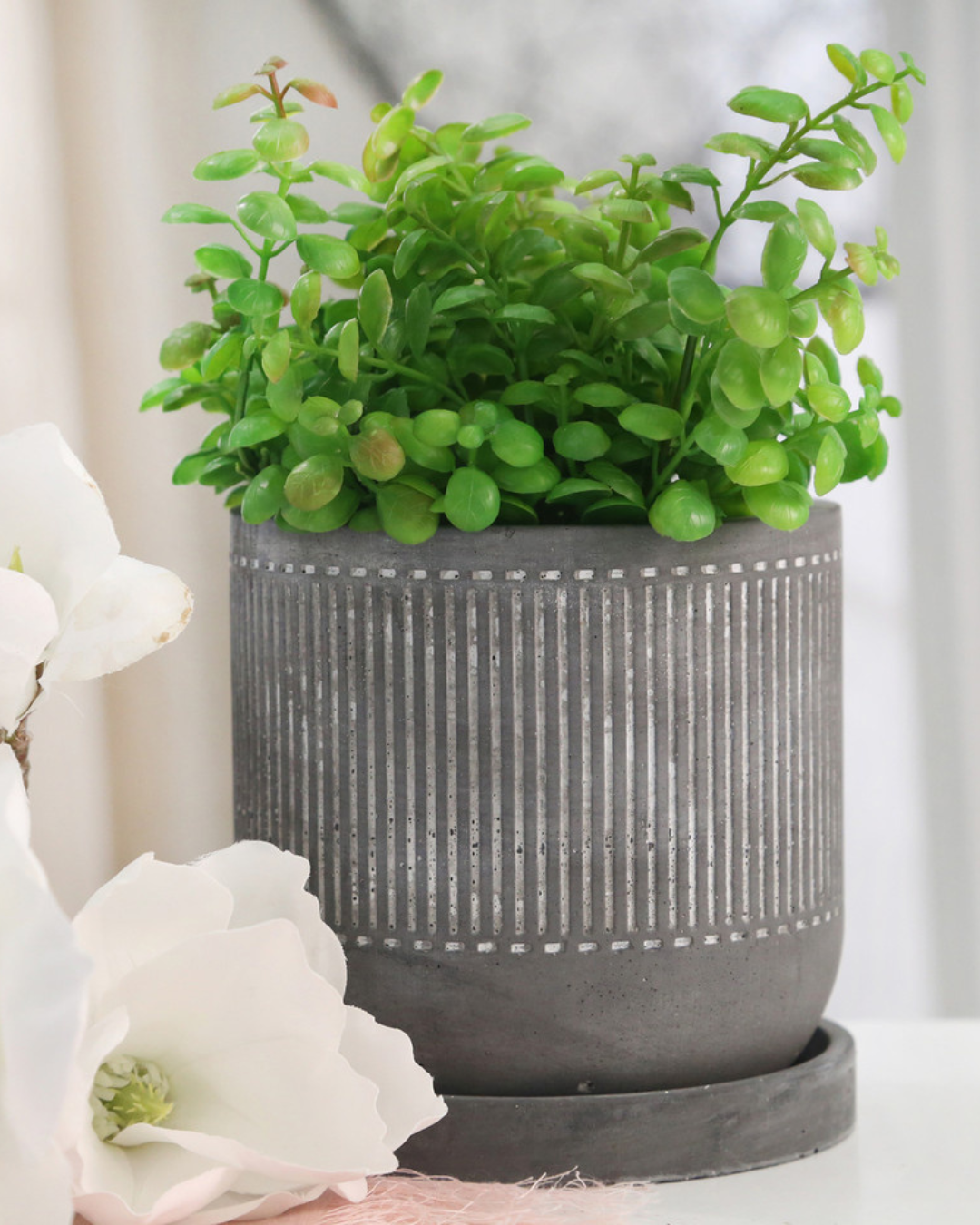 MACETA W/SAUCER GRAY PATTERN