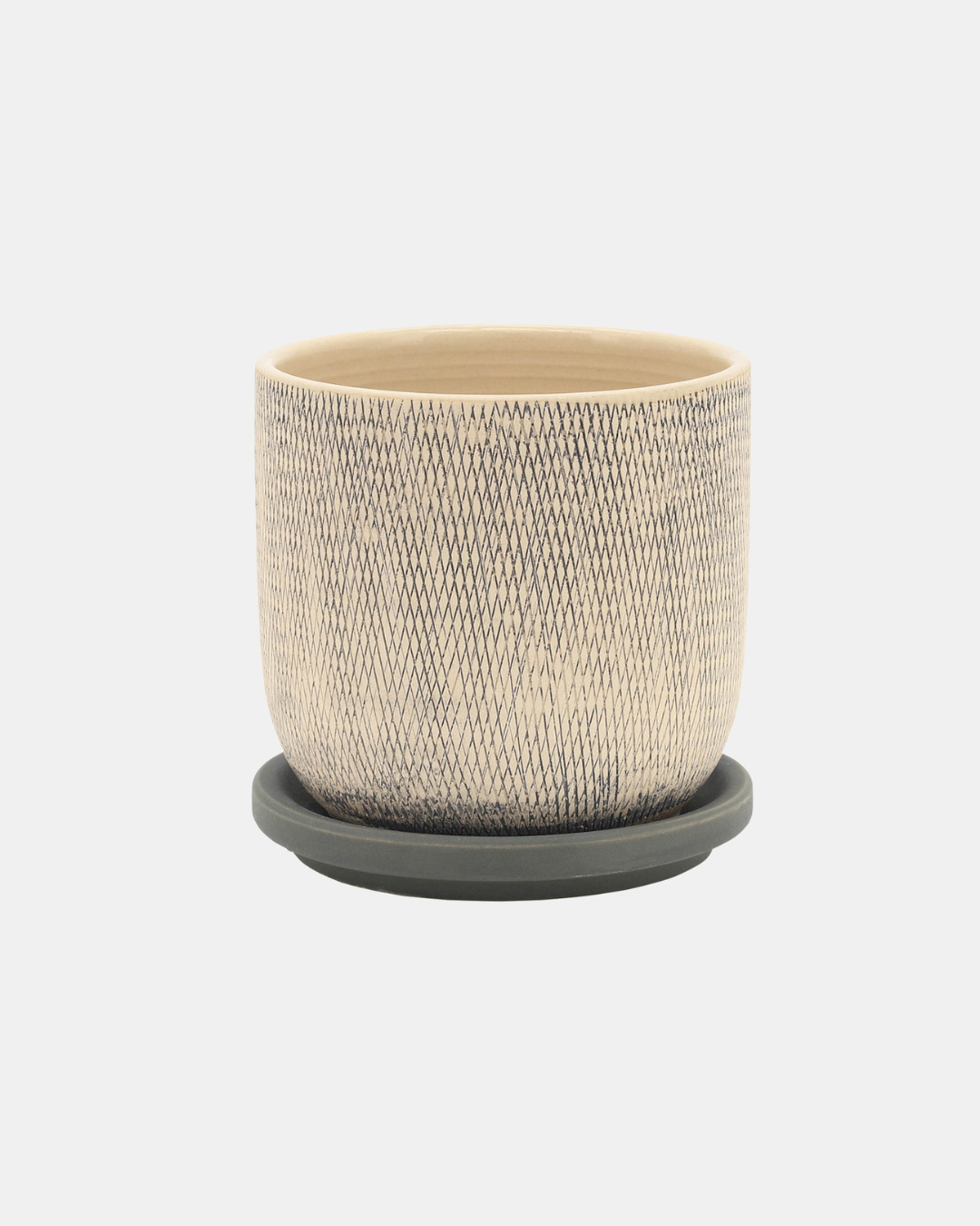 MACETA W/SAUCER GRAY